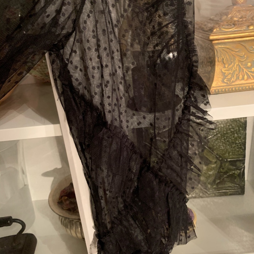 Eloquii Ruffle Black Lace Blouse